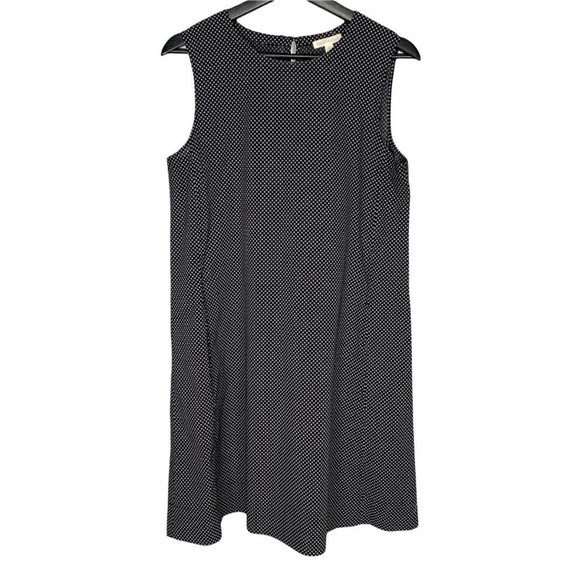 Eileen Fisher Black Organic Cotton Sleeveless Micro Print Swing Dress Medium - Picture 1 of 10